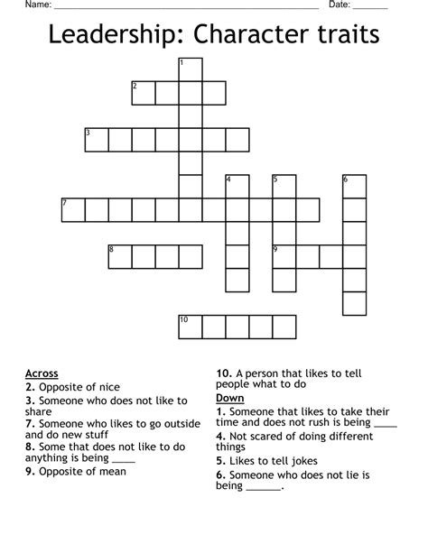 department leader crossword